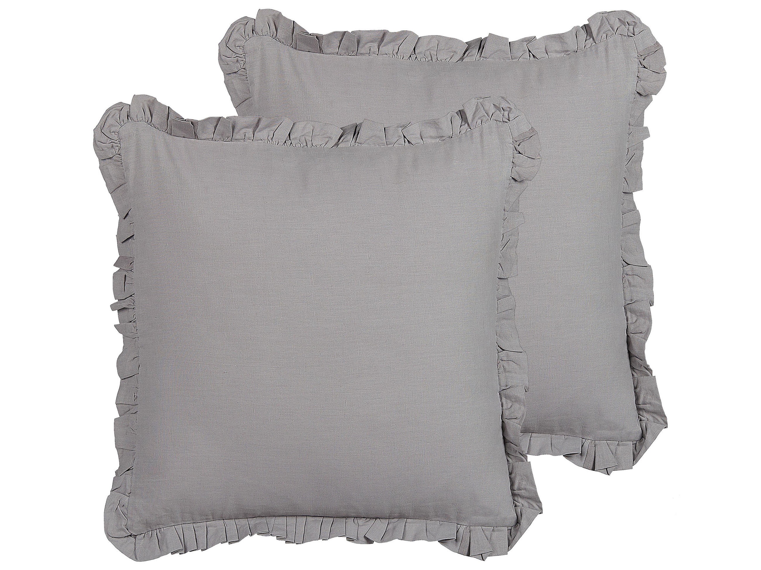 DEKOKISSEN 2er-Set Grau 45/45 cm Glabra - Grau, Naturmaterialien/Textil (45/45cm) - Beliani