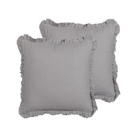 DEKOKISSEN 2er-Set Grau 45/45 cm Glabra - Grau, Naturmaterialien/Textil (45/45cm) - Beliani