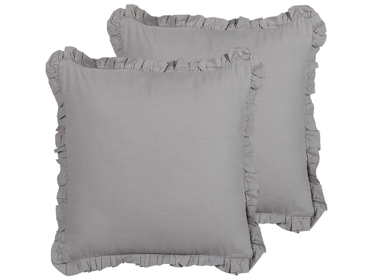 DEKOKISSEN 2er-Set Grau 45/45 cm Glabra - Grau, Naturmaterialien/Textil (45/45cm) - Beliani