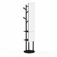 STANDGARDEROBE mit Spiegel in Schwarz 40/40/174 cm drehbar - Schwarz, Holzwerkstoff (40/174/40cm) - BEAOK
