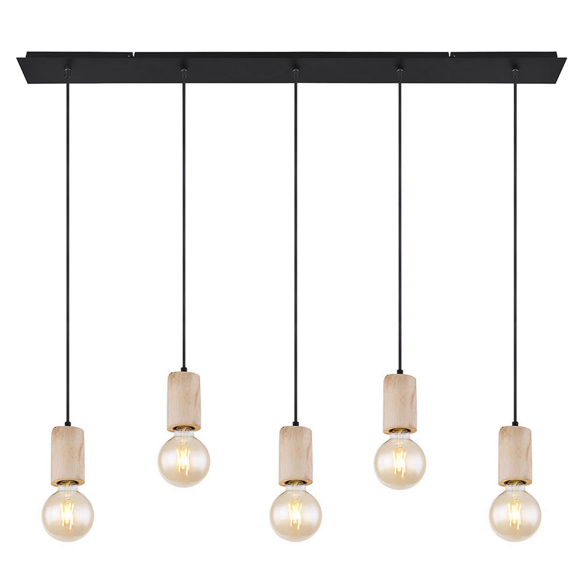 HÄNGELEUCHTE Metall Holzoptik Braun Schwarz - Braun, Holz (115/10/120cm)