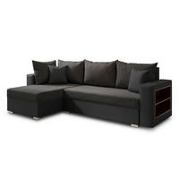 ECKSOFA Lord, Seite: Links - Schwarz, Holz/Textil (238/141cm) - Sofnet