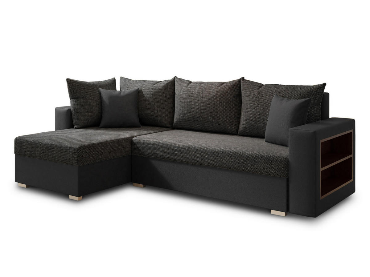 ECKSOFA Lord, Seite: Links - Schwarz, Holz/Textil (238/141cm) - Sofnet