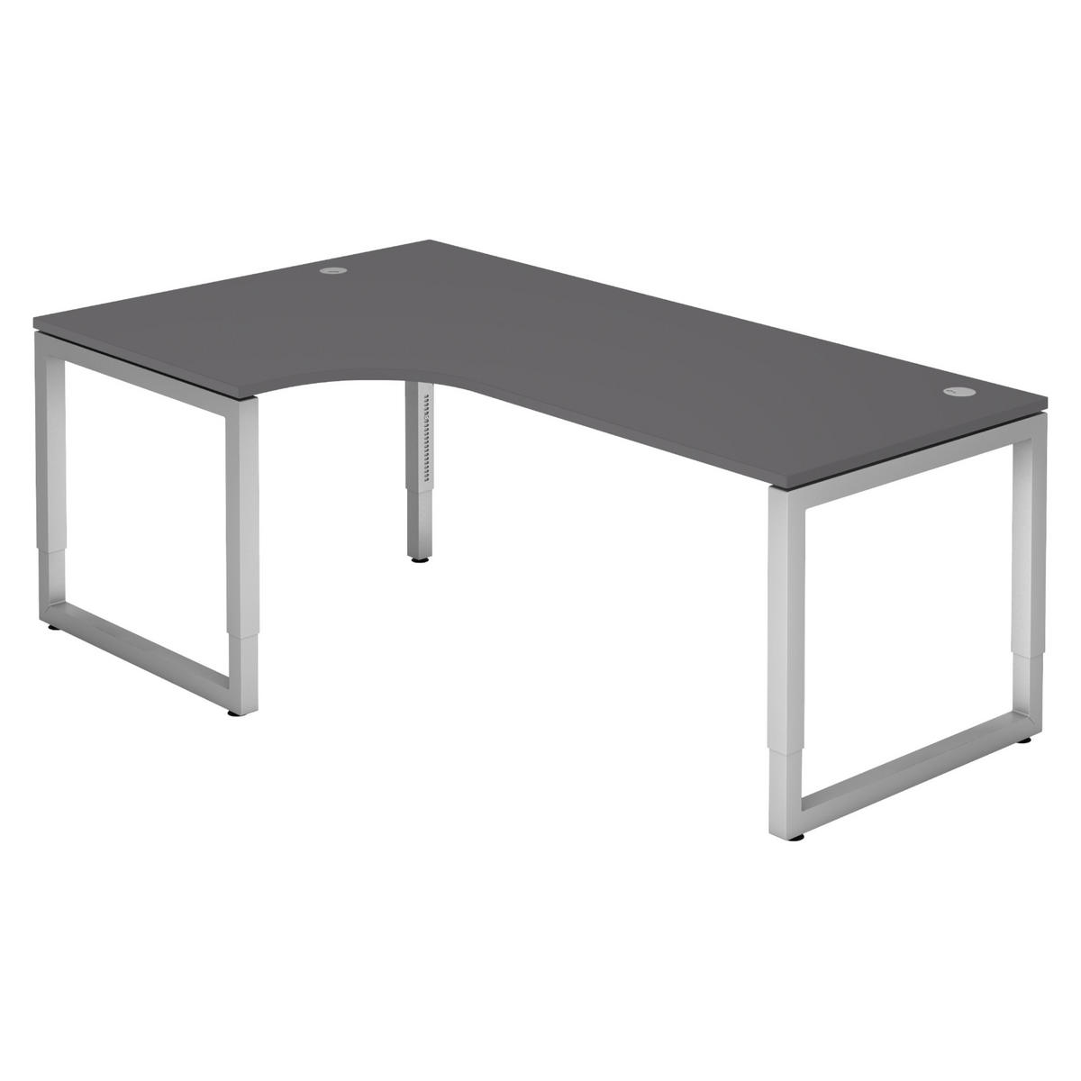 SCHREIBTISCH Serie-R 120/200/74 cm in Graphitfarben/Silberfarben - Silberfarben/Graphitfarben, Holzwerkstoff (120/200/74cm) - bümö