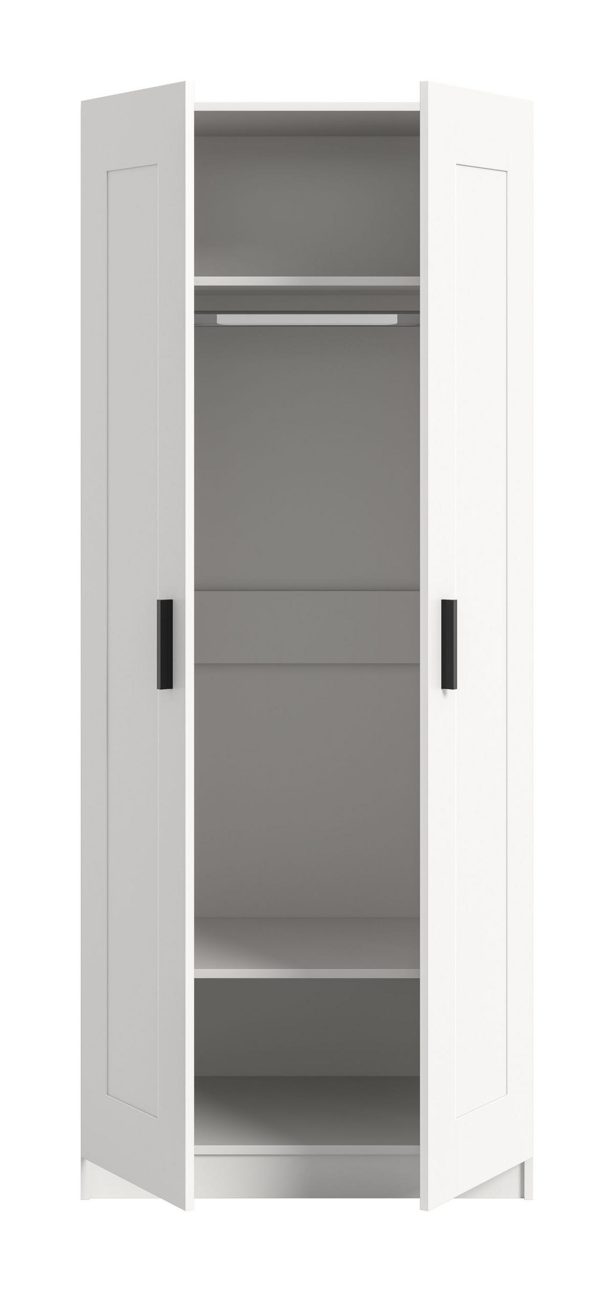 KLEIDERSCHRANK 2-türig VISBY (B/H/T: ca. 80/195/56 cm) in weiß/weiß - Weiß, Holzwerkstoff (80/195/56cm)