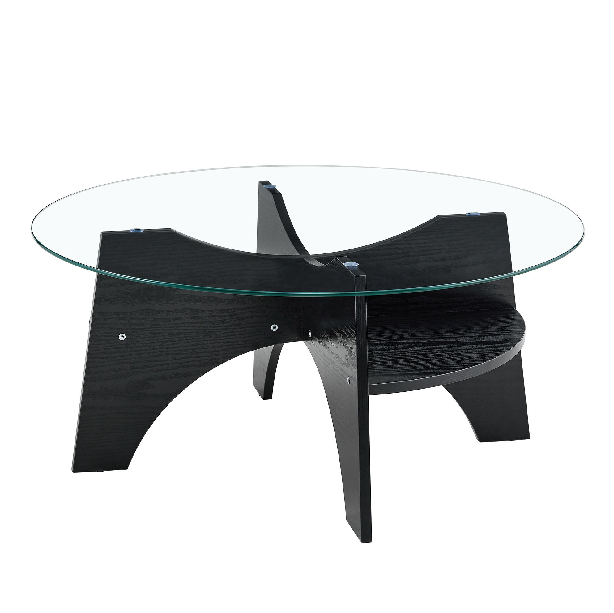 BEISTELLTISCH 80/36 cm in Schwarz/Transparent aus Glas und MDF - Schwarz, Holzwerkstoff (80/80/36cm) - Flora Grace