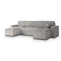 ROHOVÁ SEDAČKA PESANO světle šedá - šedá/světle šedá, dřevo/textil (306/140cm) - MASSENO