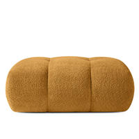 POUF LIRA, Honigfarben, Bouclé - Honig, Holz/Holzwerkstoff (96/43/50cm) - KONSIMO®