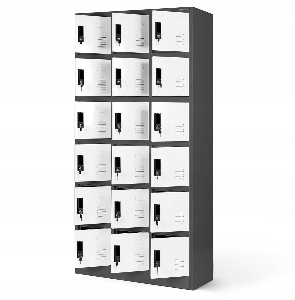 SCHLIESSFACHSCHRANK KAROL - Anthrazit/Weiß, Metall (90/185/40cm) - Jan Nowak