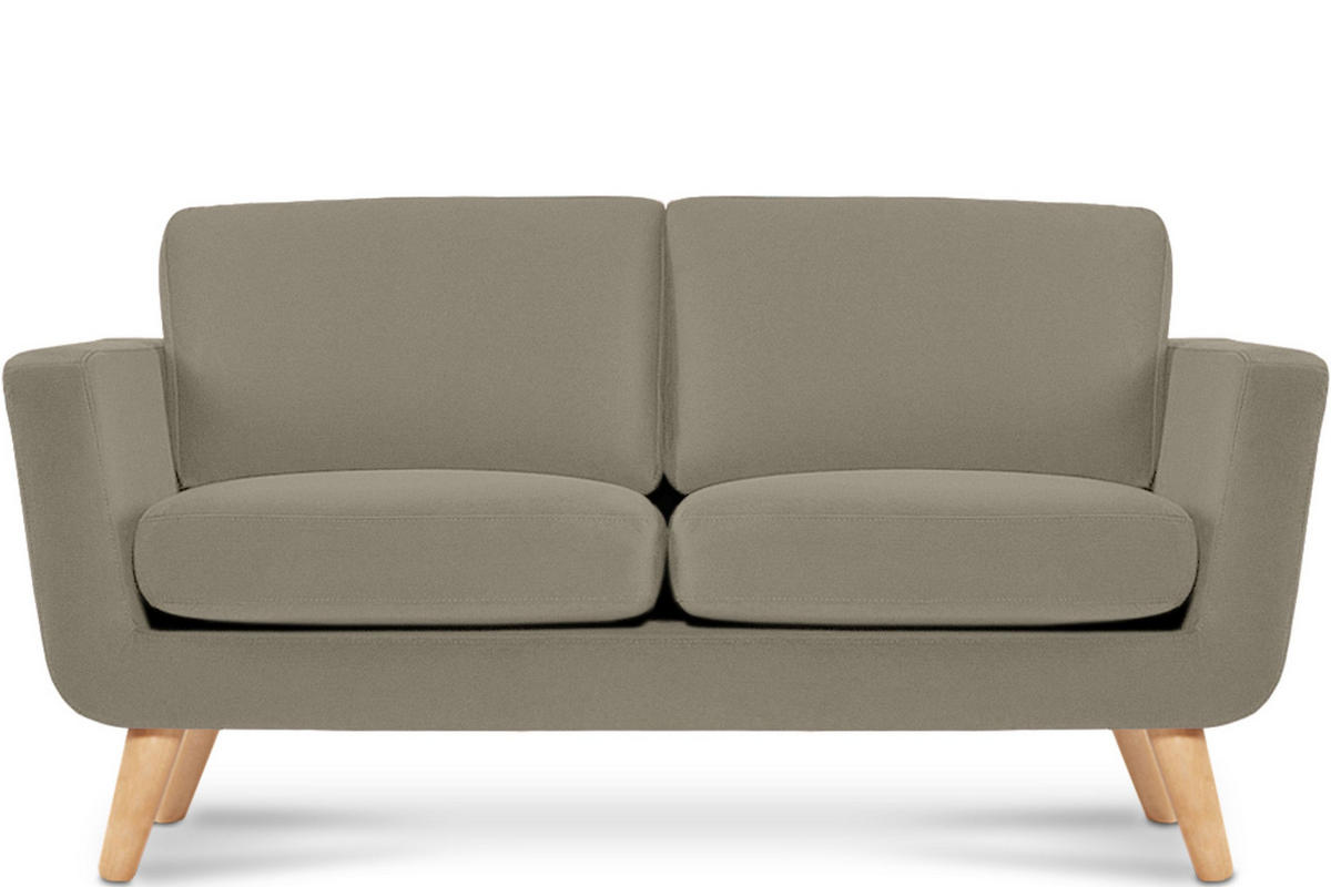 SOFA TAGIO mit Armlehnen, Beige - Beige/Braun, Buchenholz/Textil (153/80/84cm) - KONSIMO®