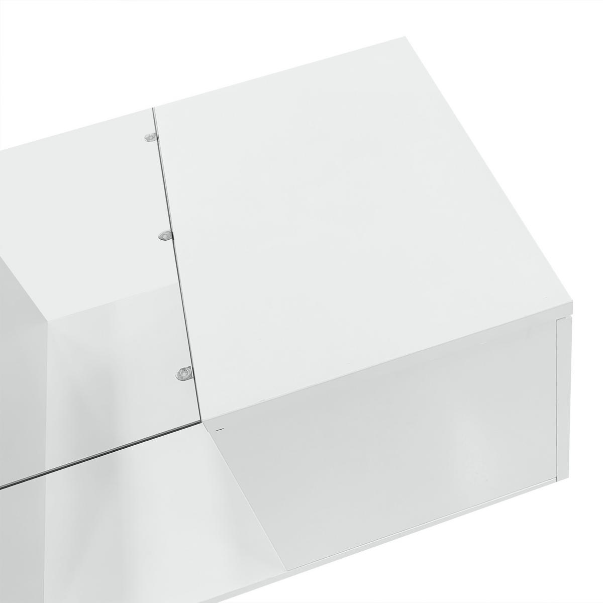 COUCHTISCH in Weiß mit LED-Beleuchtung und Hochglanz-Tischplatte für Wohnzimmer, B120/T50/H38,5 cm - Weiß, Glas/Holzwerkstoff (50/120/38.5cm) - STILVORA