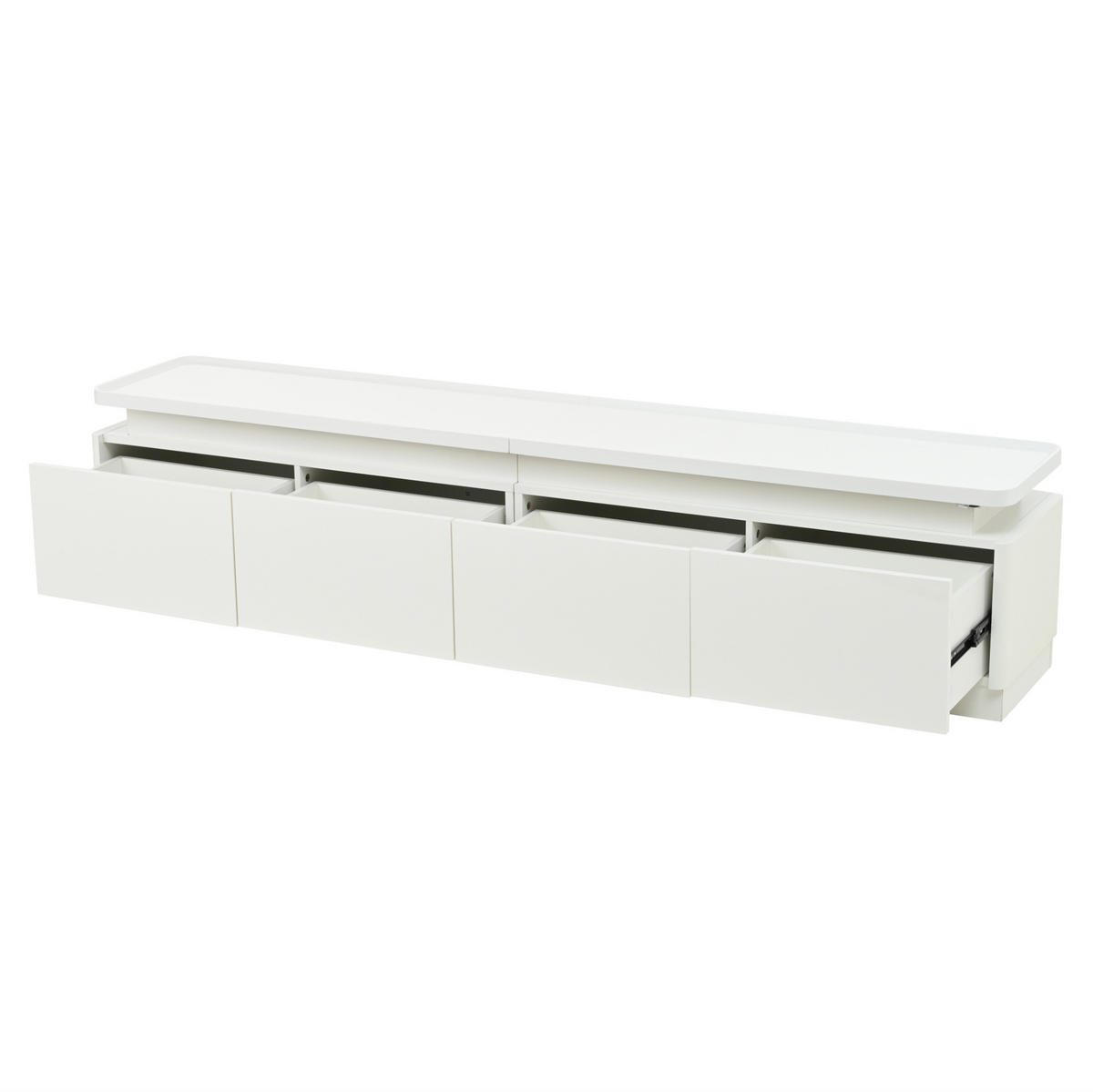 TV ormarić 180/34/40 cm bijeli od iverice s 4 ladice i LED rasvjetom - bijela, drvni materijal (180/40/34cm) - OKWISH