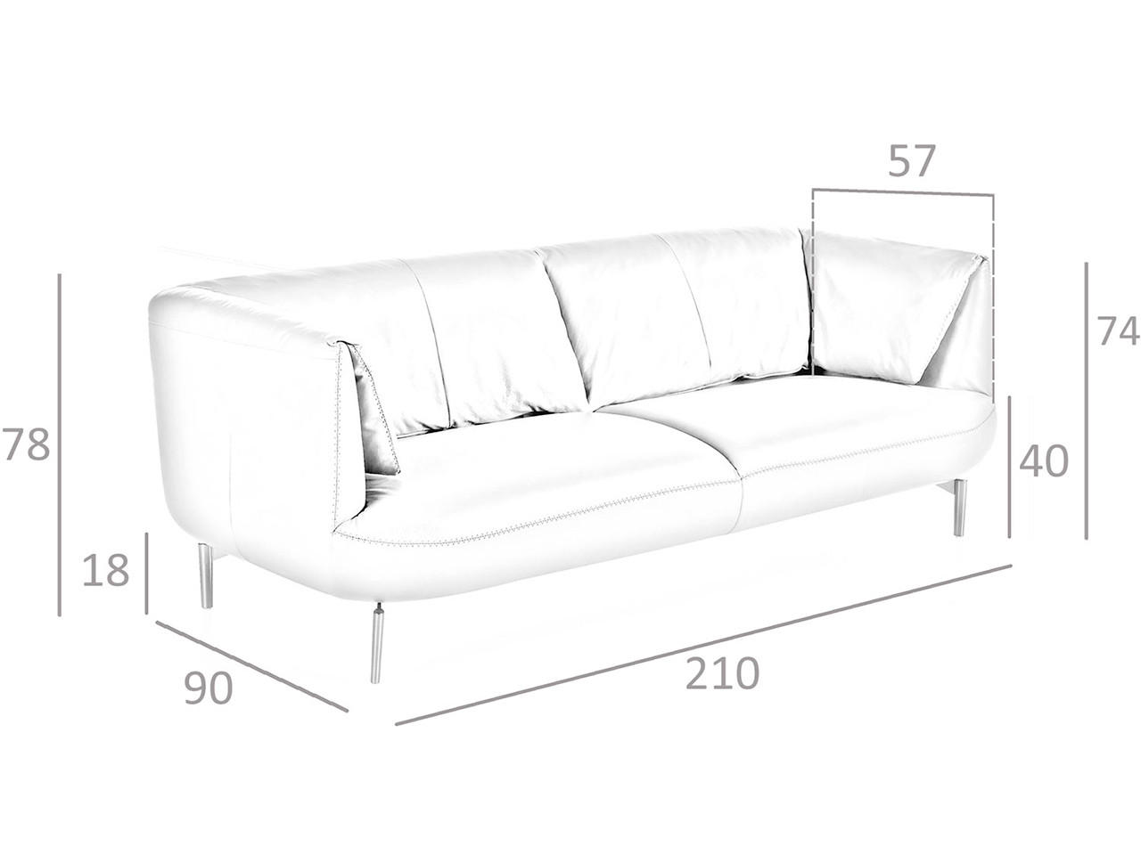 SOFA 3-SITZER Grau Stahl 210/90/78 cm - Edelstahlfarben/Grau, Leder (210/78/90cm) - ANGEL CERDA