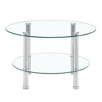 COUCHTISCH in Silver zweistufiger Glascouchtisch mit leichtem Luxusdesign für Wohnzimmer, B70/T70/H42 cm - Transparent/Silberfarben, Glas/Holzwerkstoff (70/70/42cm) - STILVORA