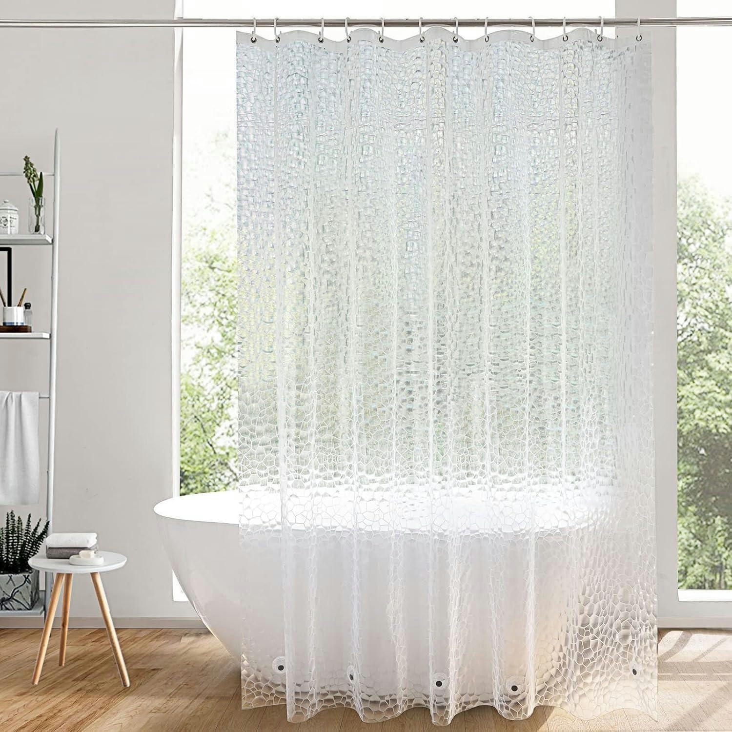 DUSCHVORHANG Transparent 200 x 200 cm mit Magneten - Transparent, Kunststoff (200/200cm)