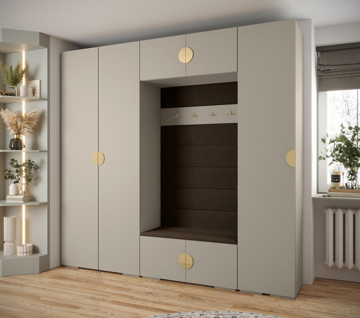 GARDEROBEN-SET 236,7/250/47 - Kaschmir/Goldfarben, Holz/Kunststoff (250/236.7/47cm) - Abiks Möbel