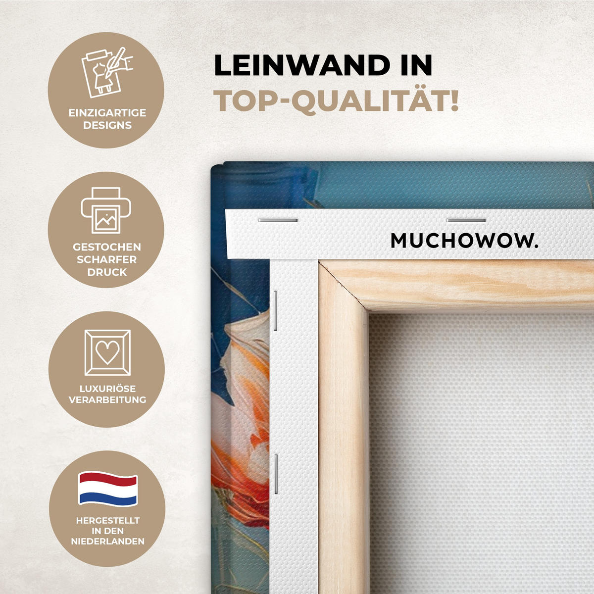 LEINWANDBILD Blumen - Aquarell - Kunst - Botanisch - Natur Wandbild Wohnzimmer 60x80 cm - Orange, Textil (60/80cm) - MuchoWow