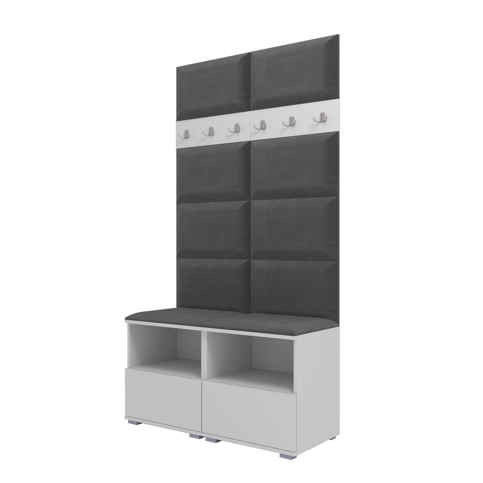 XXXLutz Garderoben-Set Weiß, Dunkelgrau 100x187x40 cm