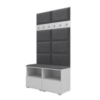 GARDEROBEN-SET Nela III mit gepolsterten Paneelen 100/187/40 - Dunkelgrau/Silberfarben, Holzwerkstoff/Kunststoff (100/187/40cm)