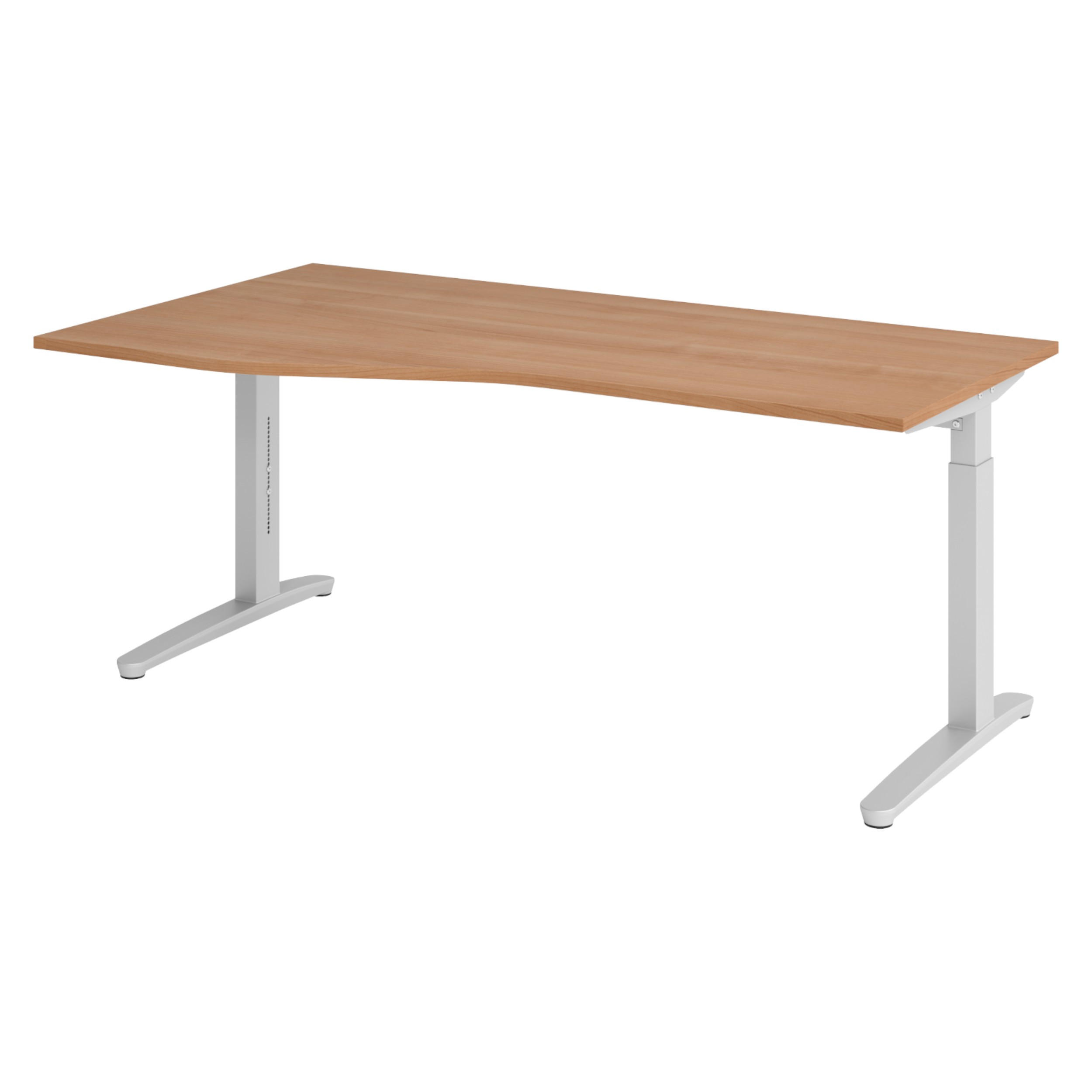 SCHREIBTISCH Serie-XB 100/180/74 cm in Nussbaumfarben/Silberfarben - Silberfarben/Nussbaumfarben, Holzwerkstoff (100/180/74cm) - bümö
