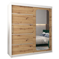 SCHWEBETÜRENSCHRANK 200/180/62 2-türig - Silberfarben/Eiche Artisan, Holz/Kunststoff (180/200/62cm) - Abiks Möbel