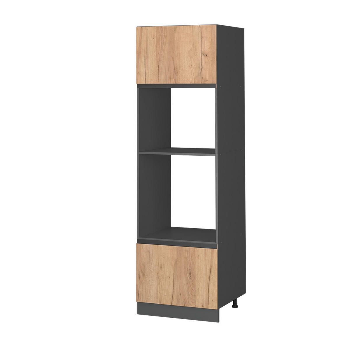 MIKROWELLENSCHRANK R-Line Goldkraft Eiche 60 cm J-Shape - Anthrazit/Eiche Wotan, Holzwerkstoff (60/206.8/57.2cm) - Vicco