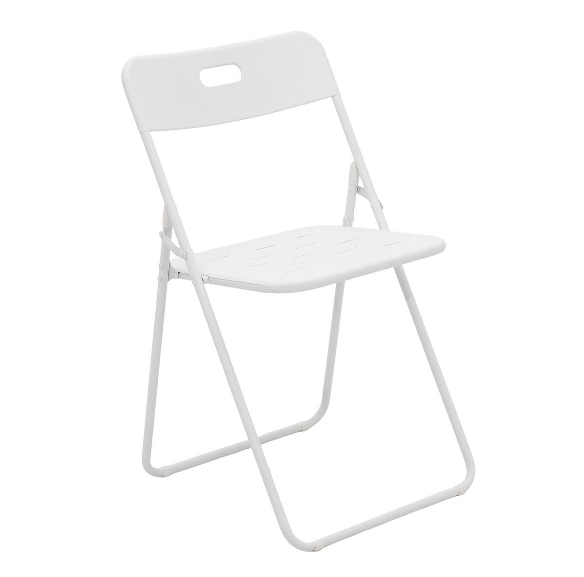 BISTRO-SET Tisch 60/60/73 cm, Stühle 43/45/76 cm, klappbar aus Stahl für 2 Personen, Weiß - Weiß, Metall - Redom