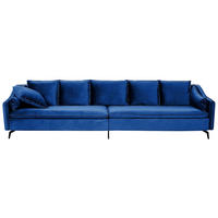4-SITZER-SOFA Samtstoff Marineblau Aure - Hellblau, Textil (342/77/106cm) - Beliani