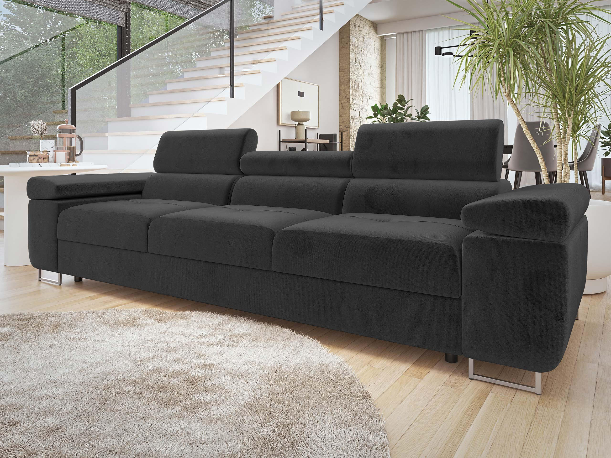 SOFA Torezio 3 - Schwarz, Holz/Textil (263/90/102cm) - MIRJAN24