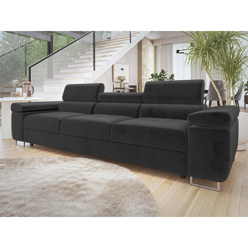 Thumbnail - Mirjan24 Sofa, Schwarz, Textil, 3-Sitzer, Rechteckig, 263x90x102 cm, Wohnzimmer, Sofas & Couches, Sofas