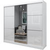 SCHWEBETÜRENSCHRANK Viva 240/216/61 weiß mit Spiegel und Schubladen - Weiß, Holzwerkstoff (240/216/61cm) - Beautysofa