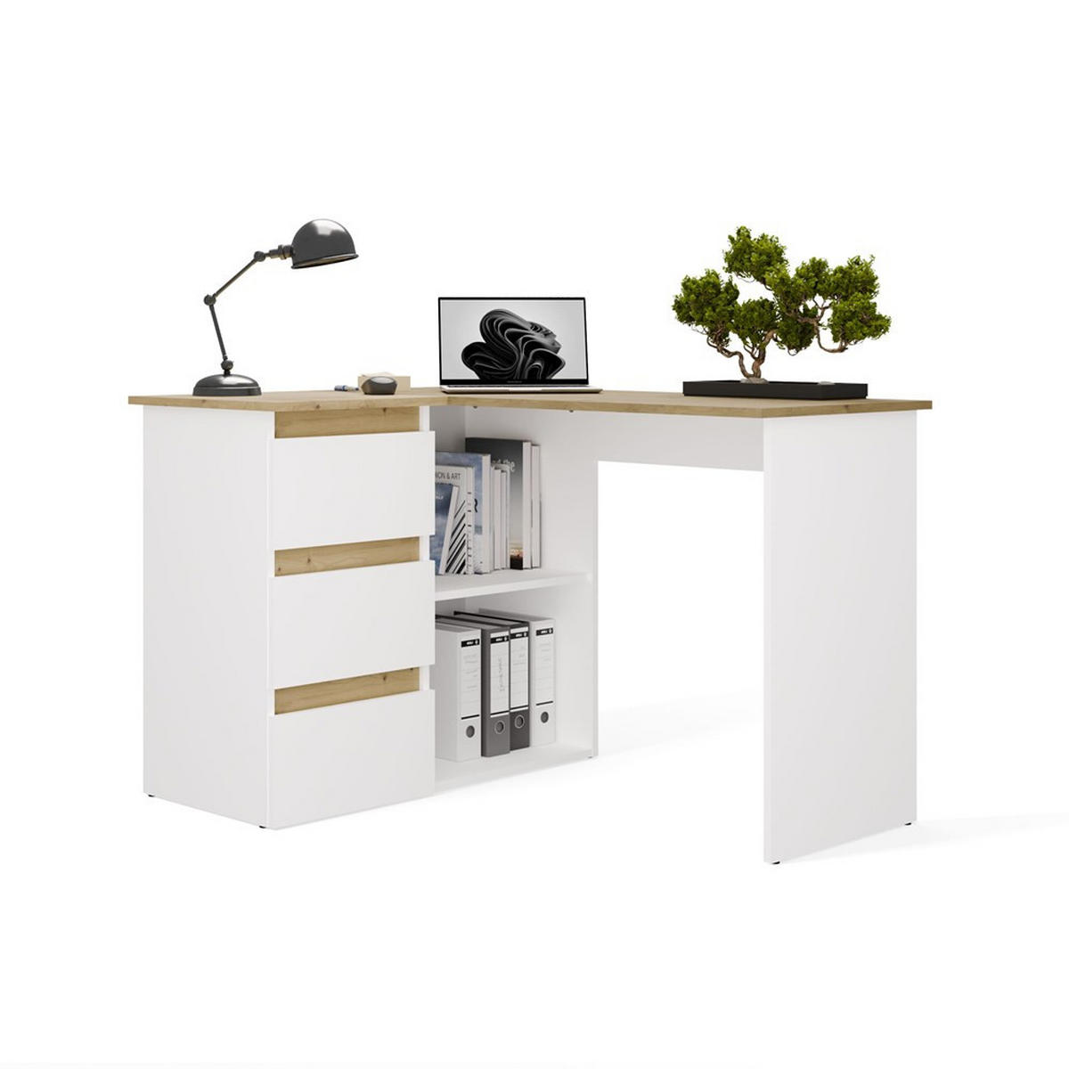SCHREIBTISCH Weiß, Artisan Eiche 120/75/49 - Weiß/Eiche Artisan, Holzwerkstoff (49/120/75cm) - RAUMHIRSCH FURNITURE