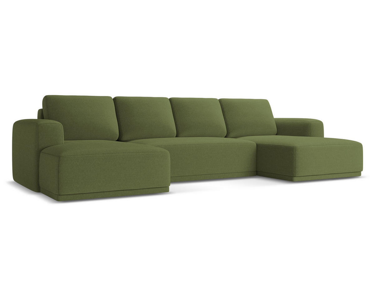 WOHNLANDSCHAFT Chenille Stoff Grün - Dunkelgrün/Schwarz, Kunststoff/Textil (333/91/160cm) - Makamii