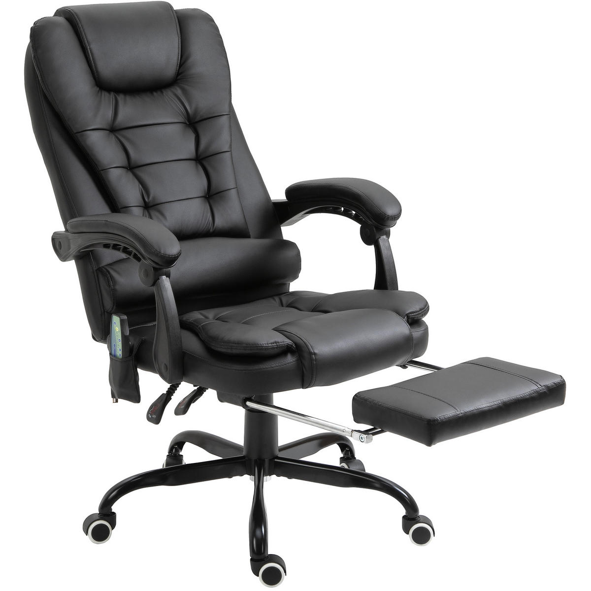 CHEFSESSEL DE-05259 mit 7 Massagepunkte, Fußstütze & höhenverstellbar - Schwarz, Metall (79/121/67cm) - ComfortXL