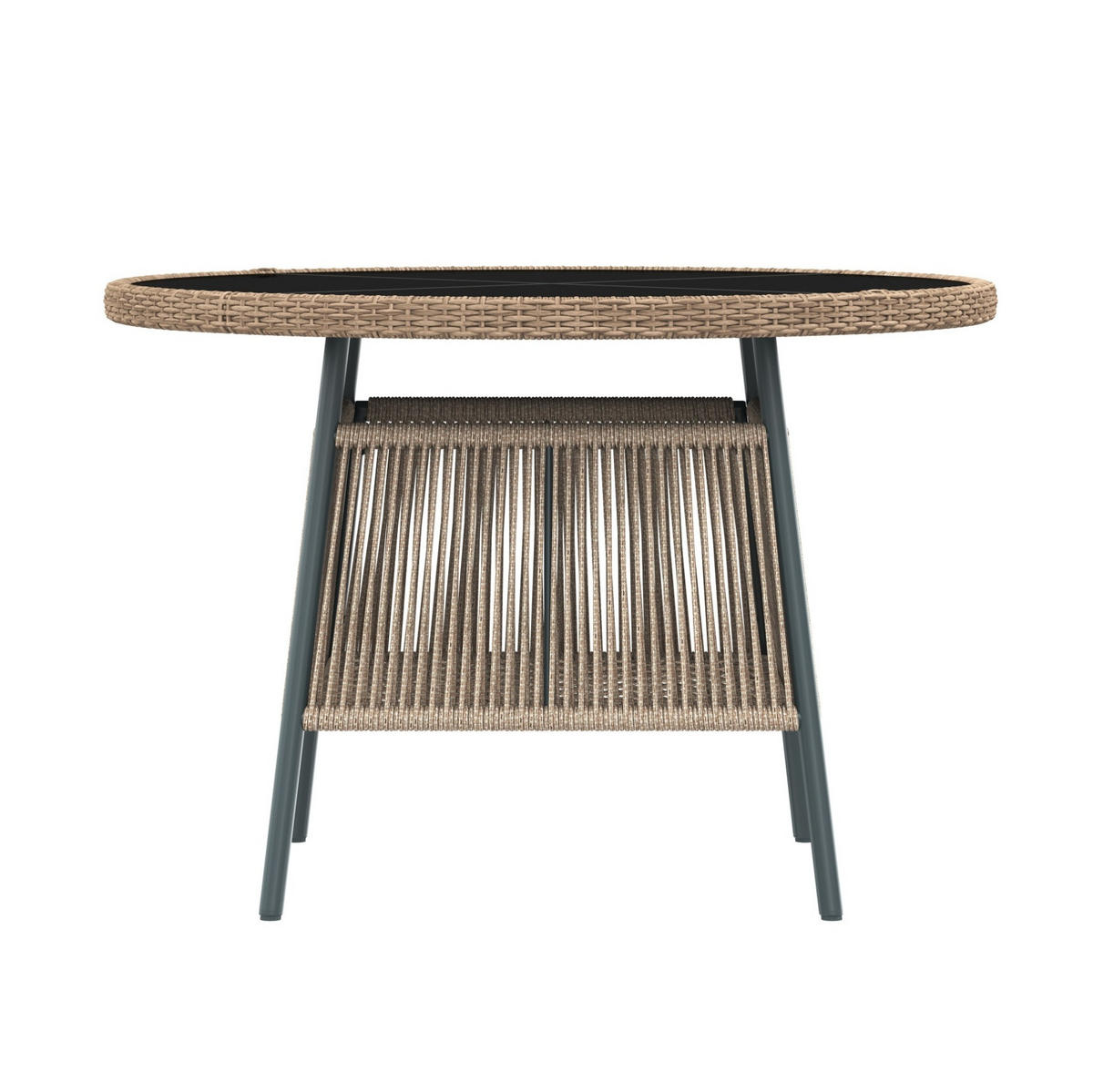 GARTENSETS aus Eisen, Polyester & Sicherheitsglas 110x110x74 cm in Beige - Beige, Metall - Modfu