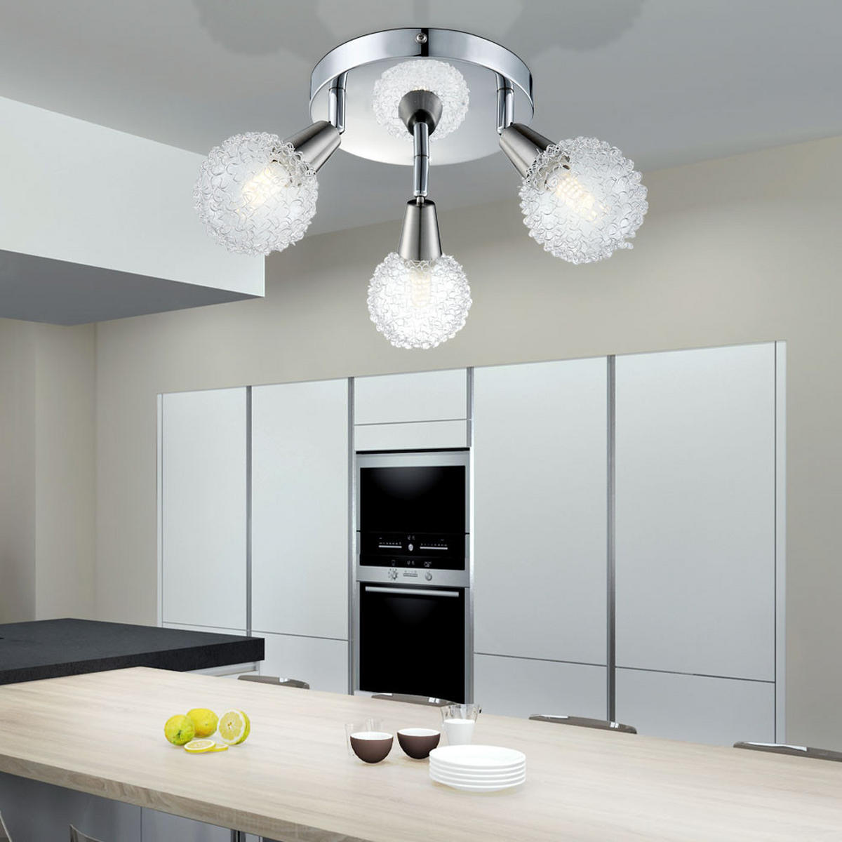 LED DECKENLEUCHTE Chrom Silber Geflecht - Silberfarben, Metall (18/18/20cm) - Globo Lighting