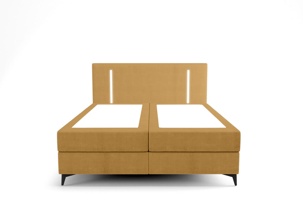 BOXBETT ONO mit Matratze H3, Bonell und Topper 180x200 CURIO 48 - Goldfarben, Textil (180/200cm) - Bedante
