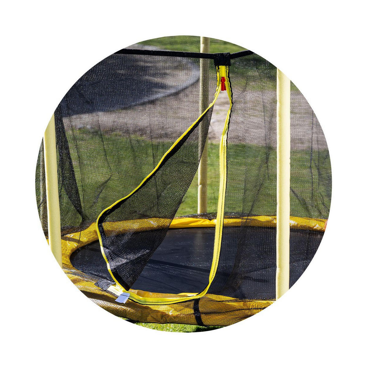 KINDERTRAMPOLIN Sporty 140 cm gelb Basketballkorb Leiter Federabdeckung - Gelb, Textil (140/140cm) - Chipolino