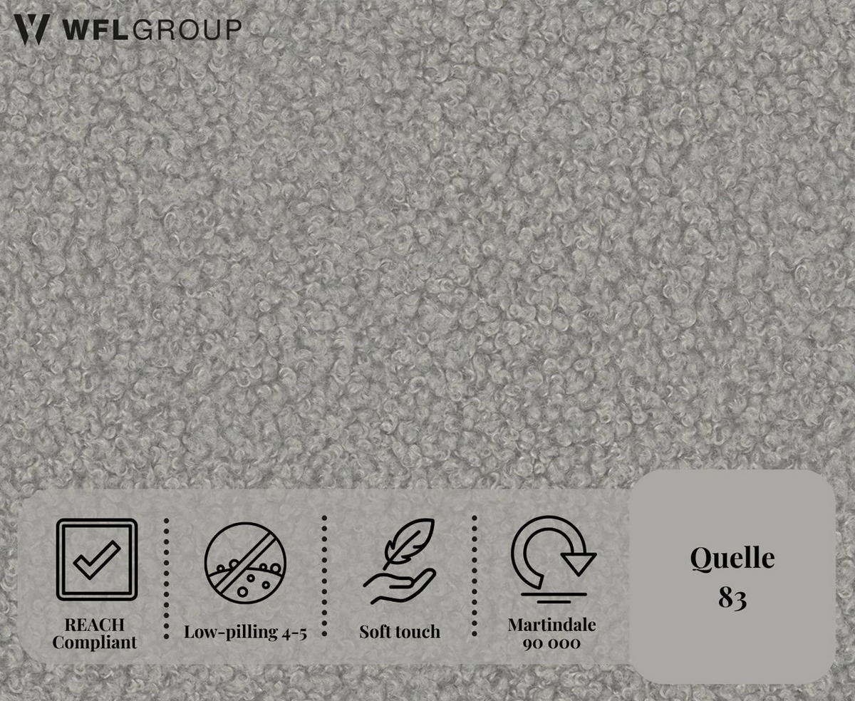 POLSTERBETT Puro mit Bettkasten, Hellgrau Boucle 120 x 200 cm – mit Metall-Lattenrost - Birkefarben/Hellgrau, Holzwerkstoff/Kunststoff (120/200cm) - WFL GROUP