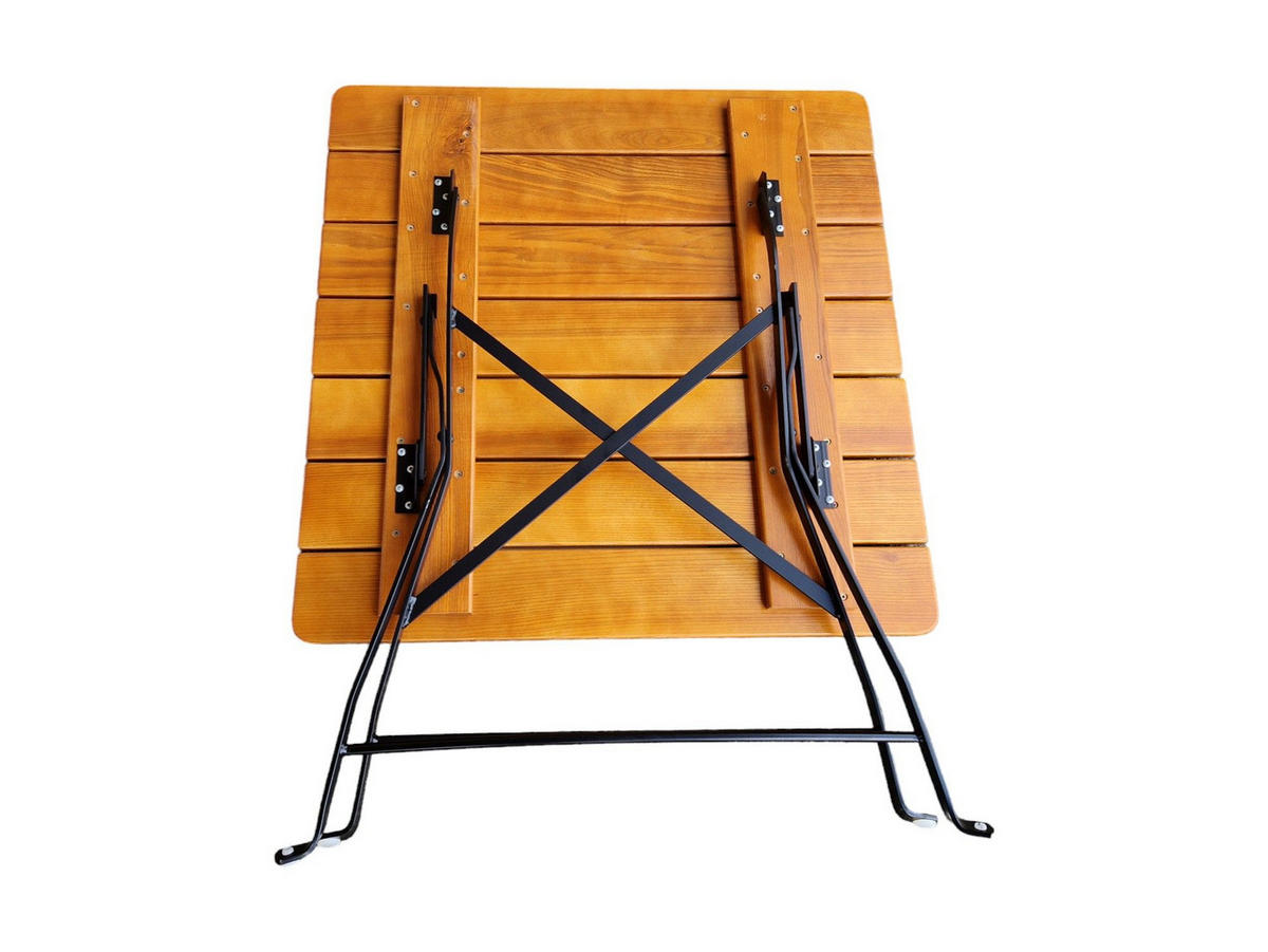 BIERGARTENTISCH BERGTAL 74x80x80cm Klappbar Eschenholz Schwarz/Braun 2 Personen - Braun, Holz (80/80/74cm) - CHEFGASTRO