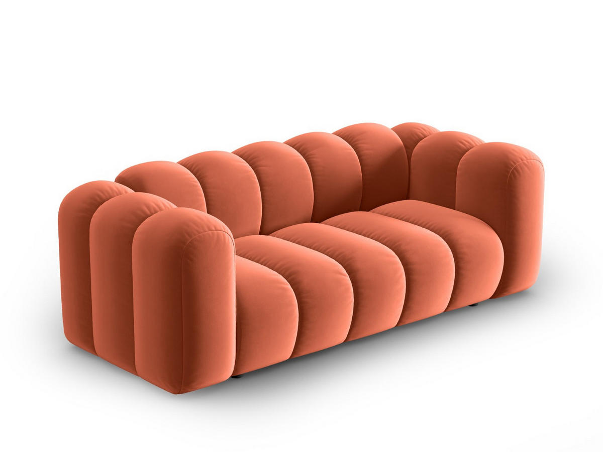 SOFA Lupine aus Samt koralle 2 Sitzplätze - Koralle, Textil (200/70/95cm) - Micadoni