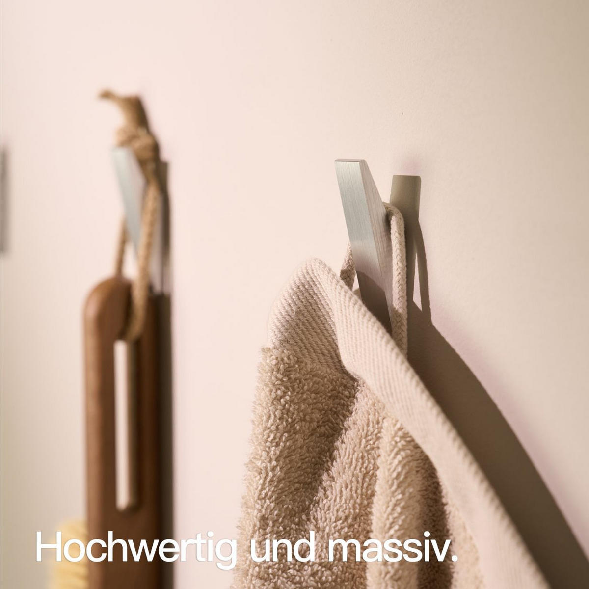 WANDHAKEN OHNE BOHREN Silbergrau Gebürstet - Silberfarben, Metall (1.7/6.2/1.8cm) - Designfabrik Hamburg