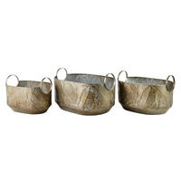 KORB Leaf 3er Set braun 48/31/24cm Metall - Braun, Metall (32/32cm) - Mondex