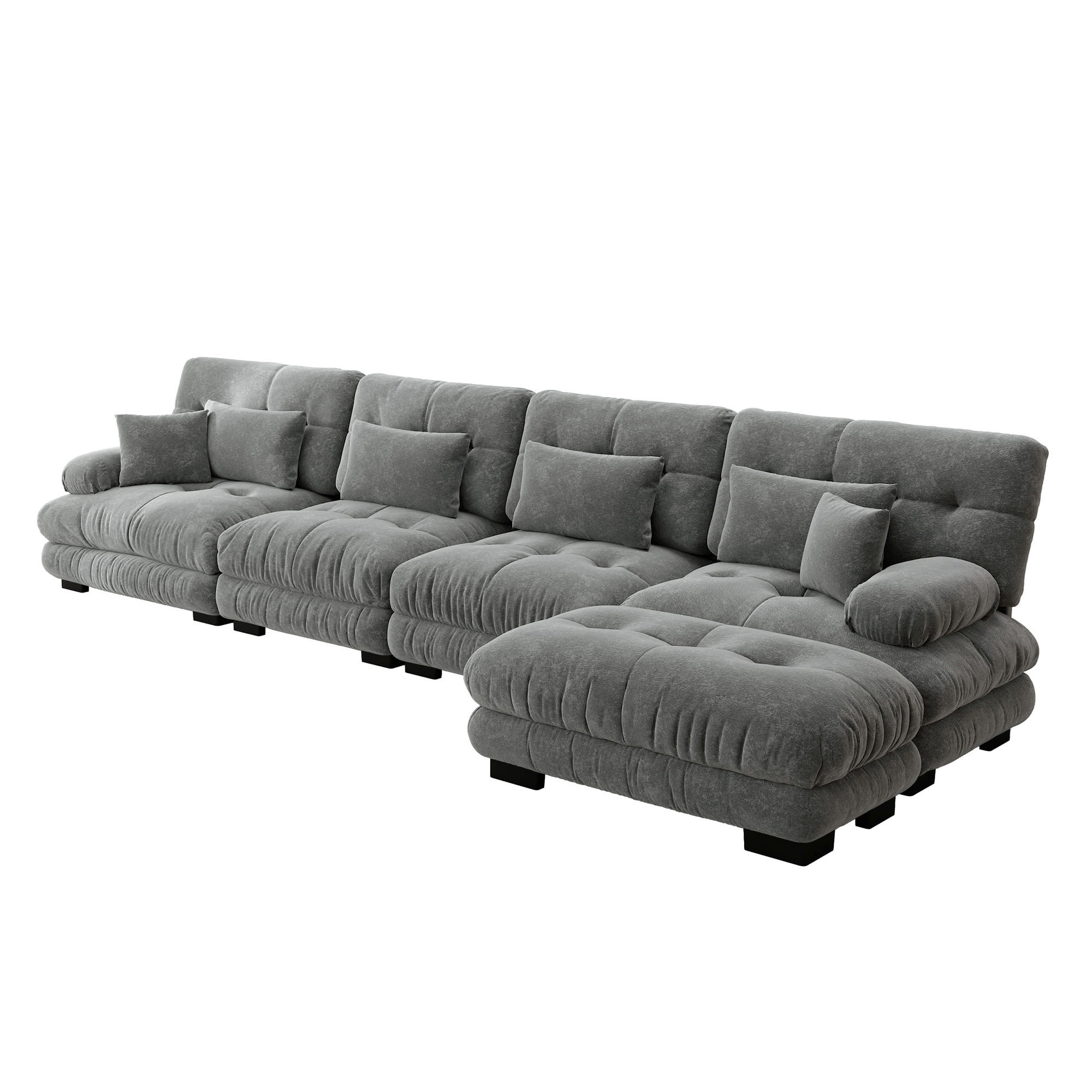 ECKSOFA DE-34065 modular 4-Sitzer Grau - Grau, Holz (145/406cm) - ComfortXL