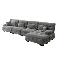 ECKSOFA DE-34065 modular 4-Sitzer Grau - Grau, Holz (145/406cm) - ComfortXL