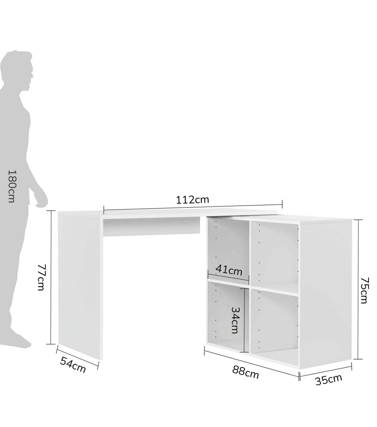 ECKSCHREIBTISCH Der Produktive - Weiß, Holzwerkstoff (54/112/77cm) - Mokebo