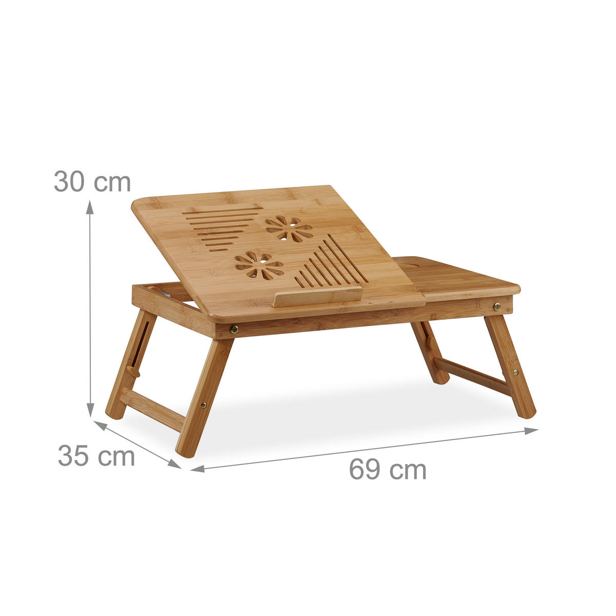 MASĂ Natural bambus reglabilă pe înălțime înclinabilă 69x35 cm - maro deschis, lemn - Relaxdays
