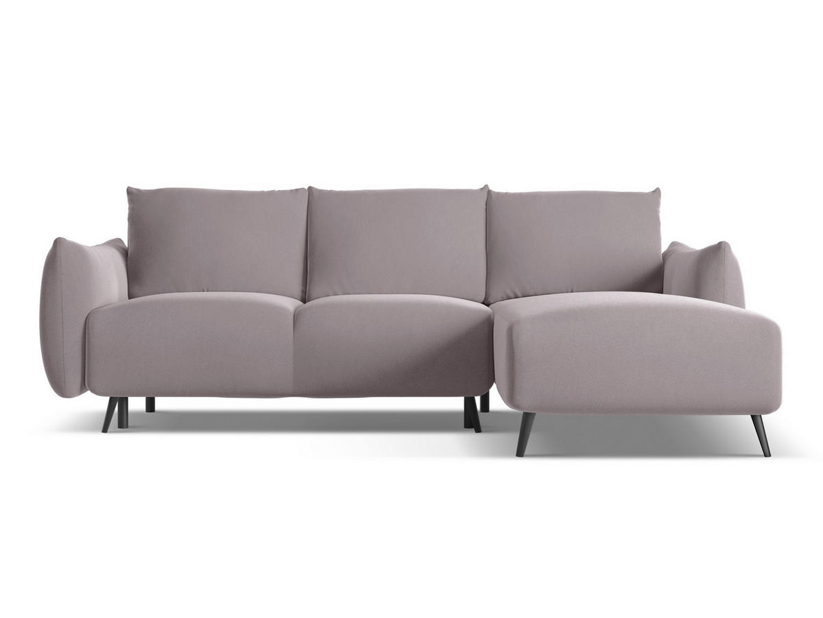 ECKSOFA mit Schlaffunktion Samt Stoff Violett - Lila/Flieder, Textil/Metall (242/162cm) - Makamii