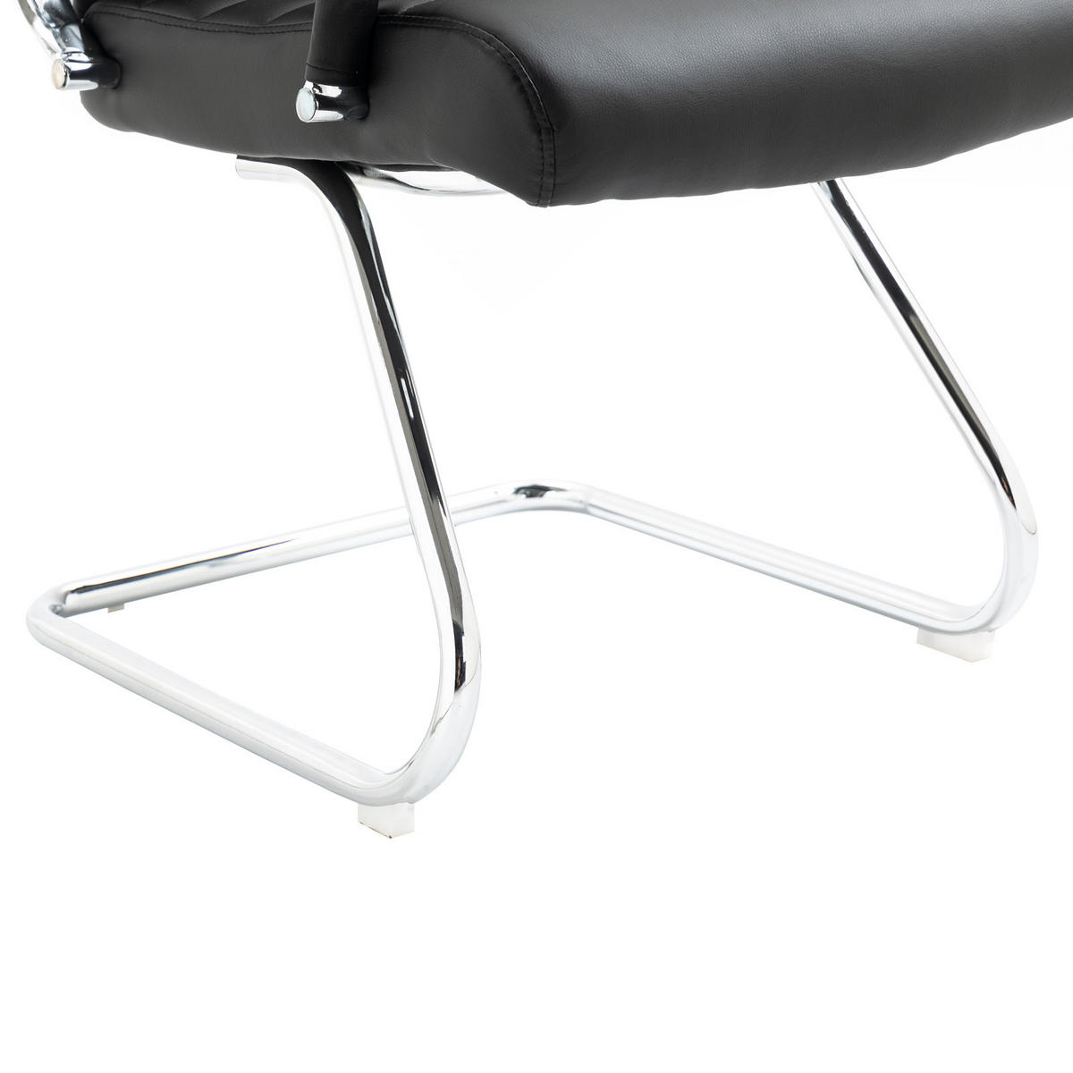 BESUCHERSTUHL OFFICE COMFORT 2er Set LB Kunstleder Schwarz - Silberfarben/Schwarz, Textil/Metall (56/94/64cm) - SVITA