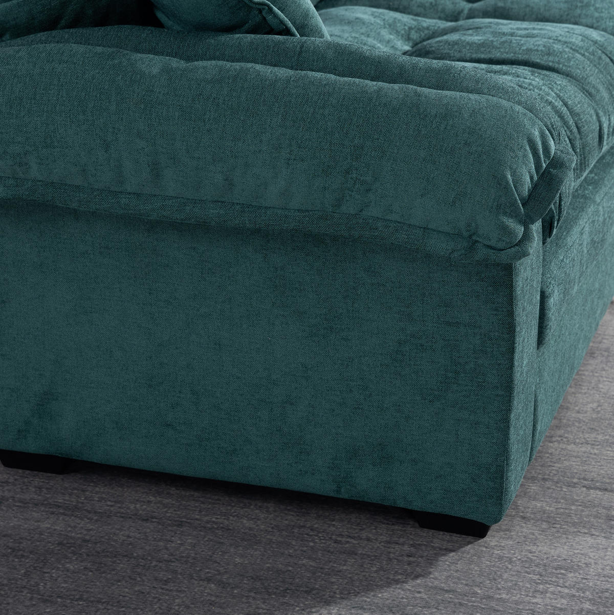 SOFA mit Tiefsitz 214 cm Chenille Grün 2-Sitzer - Grün, Kunststoff (214/93/89cm) - Meubliv